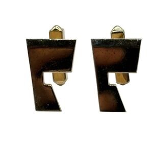 Swank F Monogram Cufflinks Vintage Initial Letter  Art Deco Gold Tone Unique